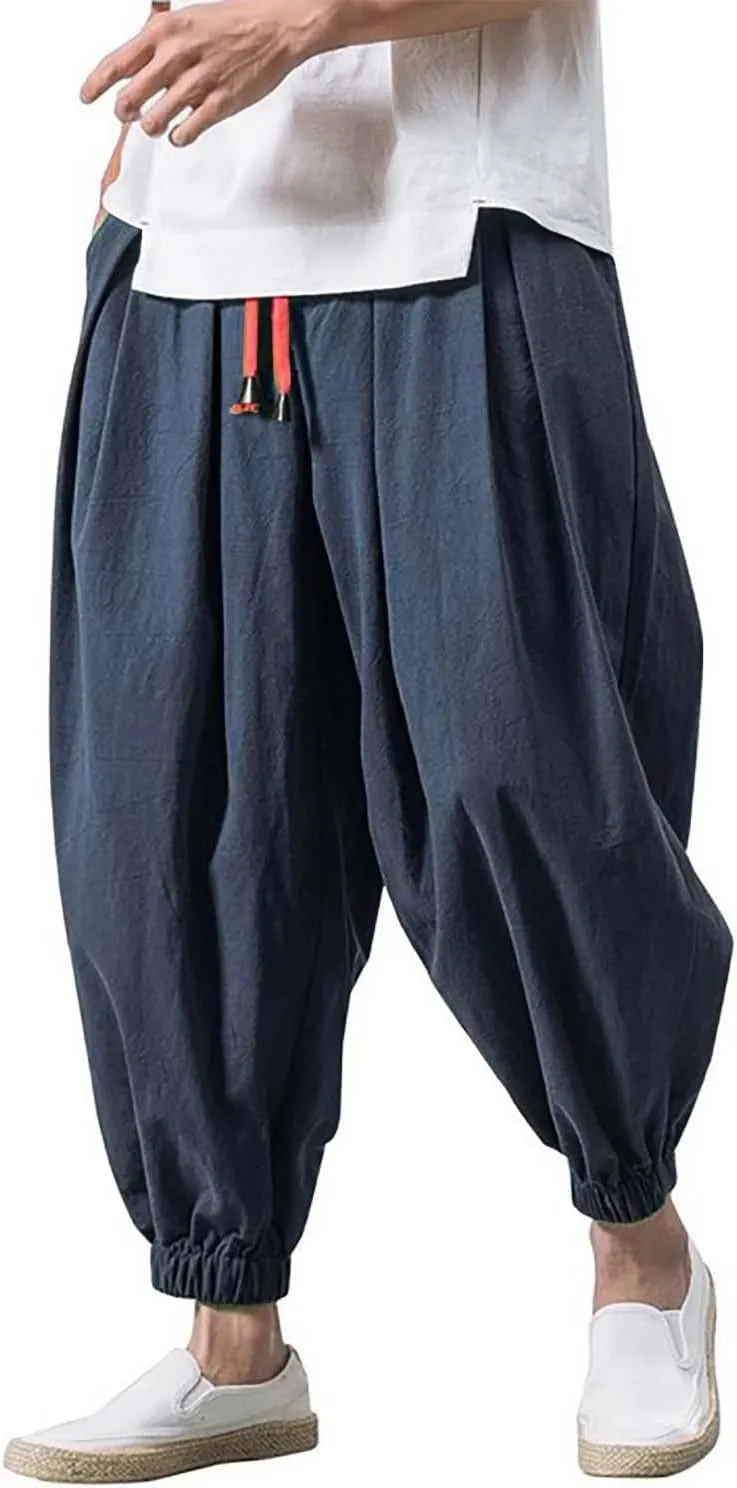 Cargo Work Pant Mens Drawstring Casual Lounge Pants Sports Running Fitness Gym Sweatpants Loose Joggers