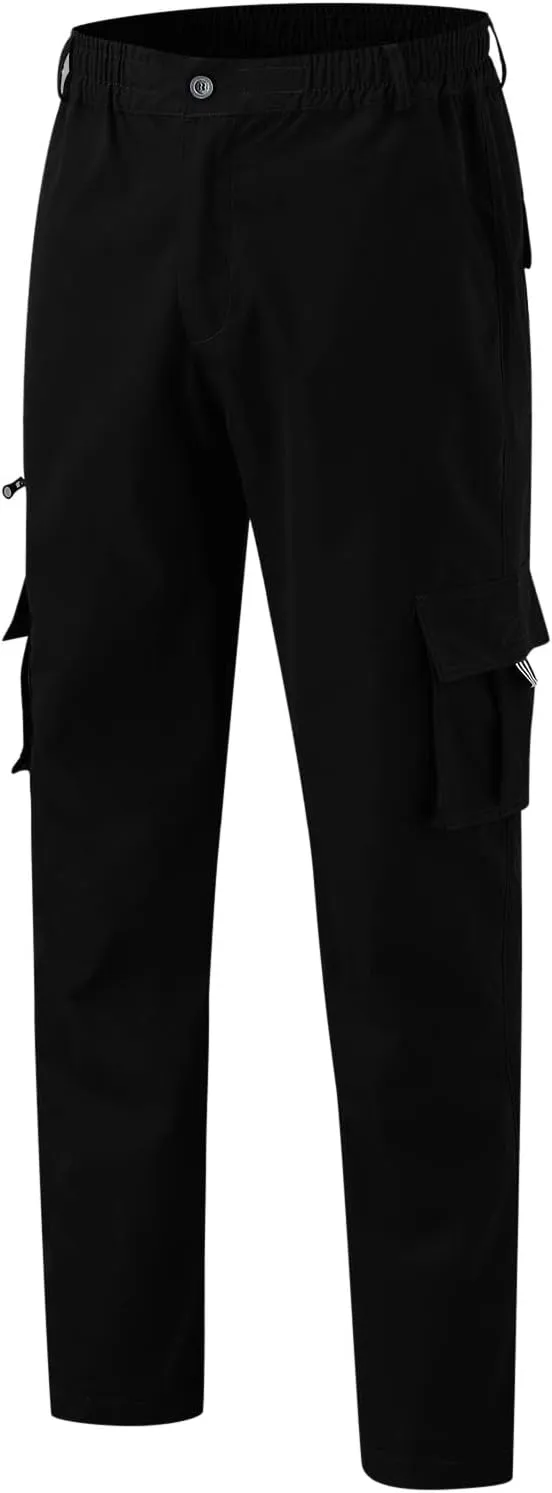 Cargo Work Pant Mens Elastic Waist Casual Lounge Pants Beach Walking Running Sweatpants Loose Joggers