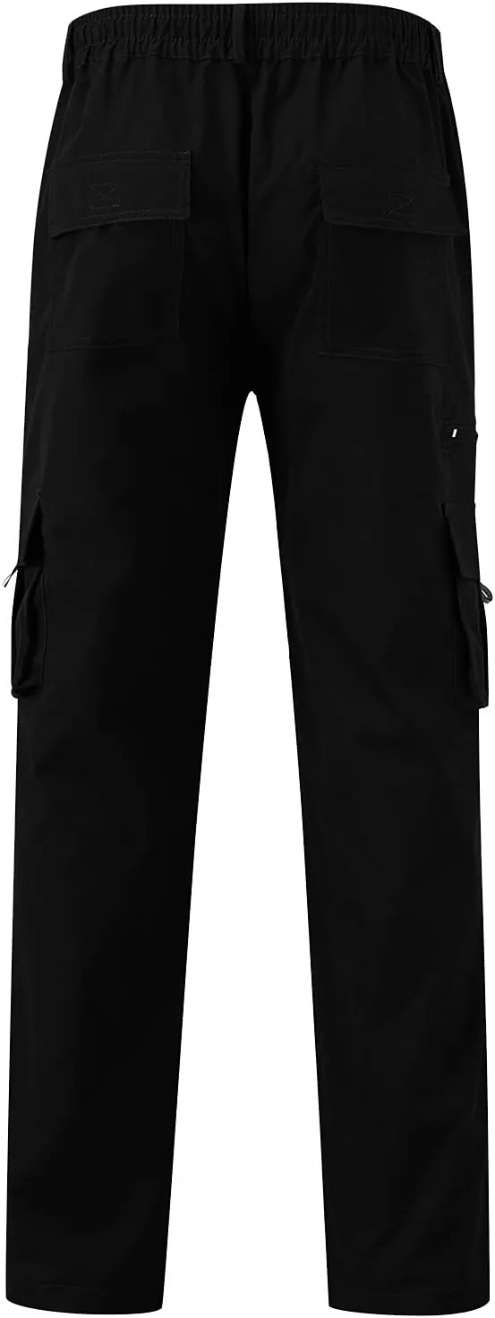Cargo Work Pant Mens Elastic Waist Casual Lounge Pants Beach Walking Running Sweatpants Loose Joggers