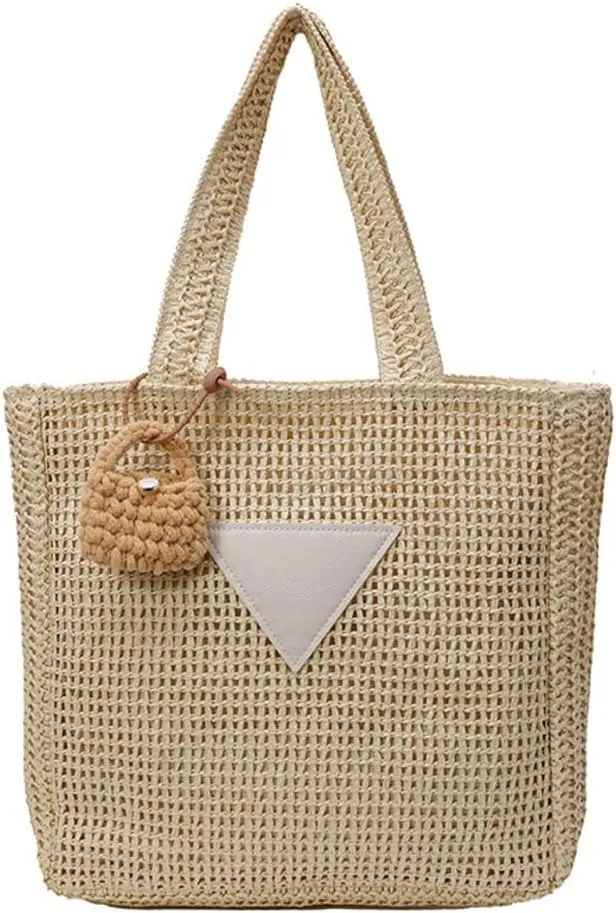 Casual Straw Woven Tote Bags for Women 2025 Ladies Shoulder Purses Travel Beach Bag Rattan Satchel Large