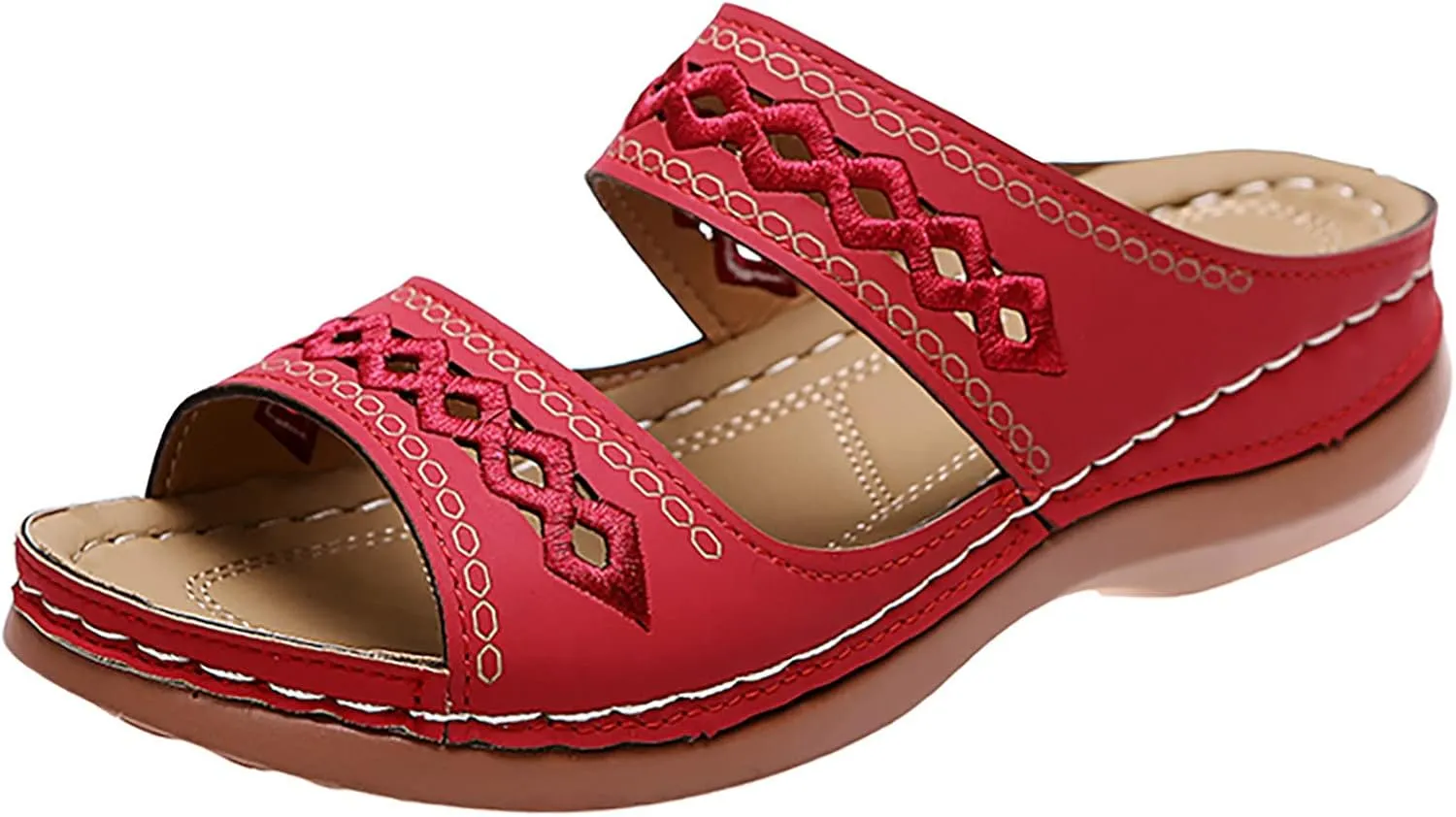 Cathalem Orthopedic Wedge Sandals for Women Comfortable Walking Sandals with Arch Support Fashion Orthotic Slides