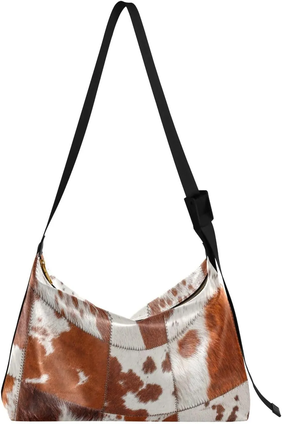 Cattle Animal Skin Hobo Crossbody Bags for Women Leather Large Shoulder Bag Cross Body Cowhide Trendy Womens Tote Bags Handbag for Travel Shopping