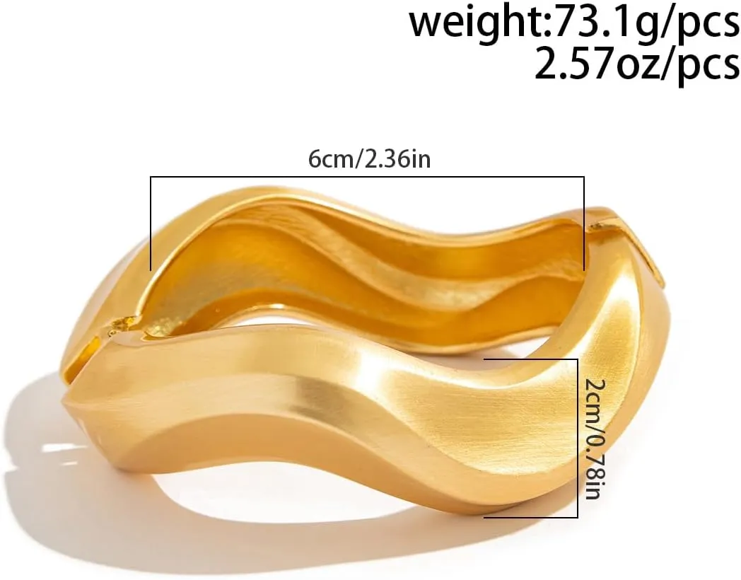 Chunky Gold Bracelets for Women, 14k Gold Plated Gold Bangle Bracelets for Women Bracelets Stack Non Tarnish Trendy Wide Hinged Cuff Open Bracelet Dainty Minimalist Jewelry