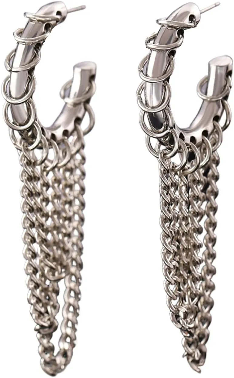 Chunky Hoop Earrings for Women Gold/Silver Hoop Dangle Earrings Statement Earrings Punk Jewelry