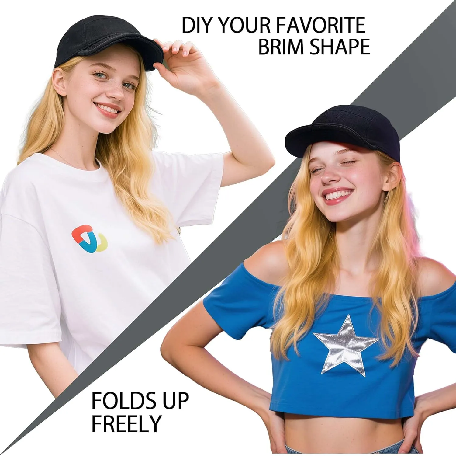 Clakllie Cotton 5 Panel Hats Hip Hop Short Brim Hats for Women Men Soft Golf Dad Hats Low Profile Trucker Cap with Adjustable