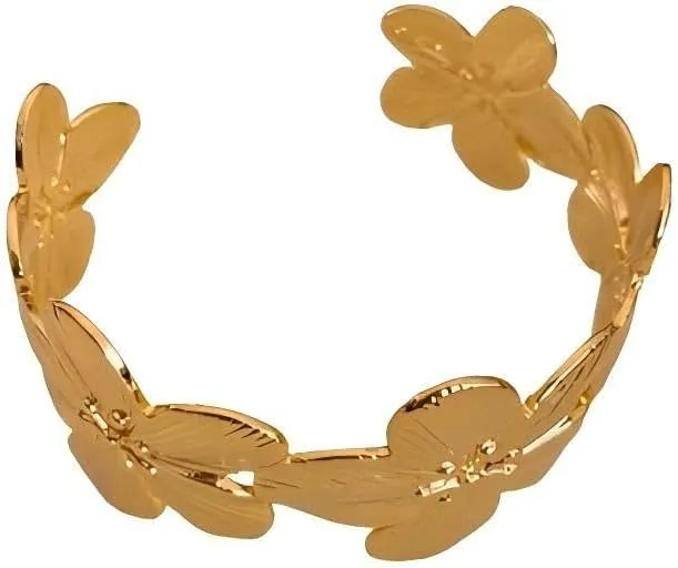 Classic Floral Spring Flower Cuff Bracelets Chunky Gold Bracelets for women Vintage Flower Bracelet Wide Open Cuff Bangles Gift