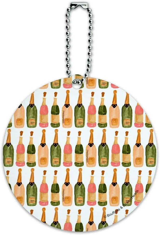 Classy Champagne Celebration Pattern Round Luggage ID Tag Card Suitcase Carry-On