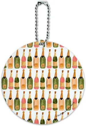 Classy Champagne Celebration Pattern Round Luggage ID Tag Card Suitcase Carry-On