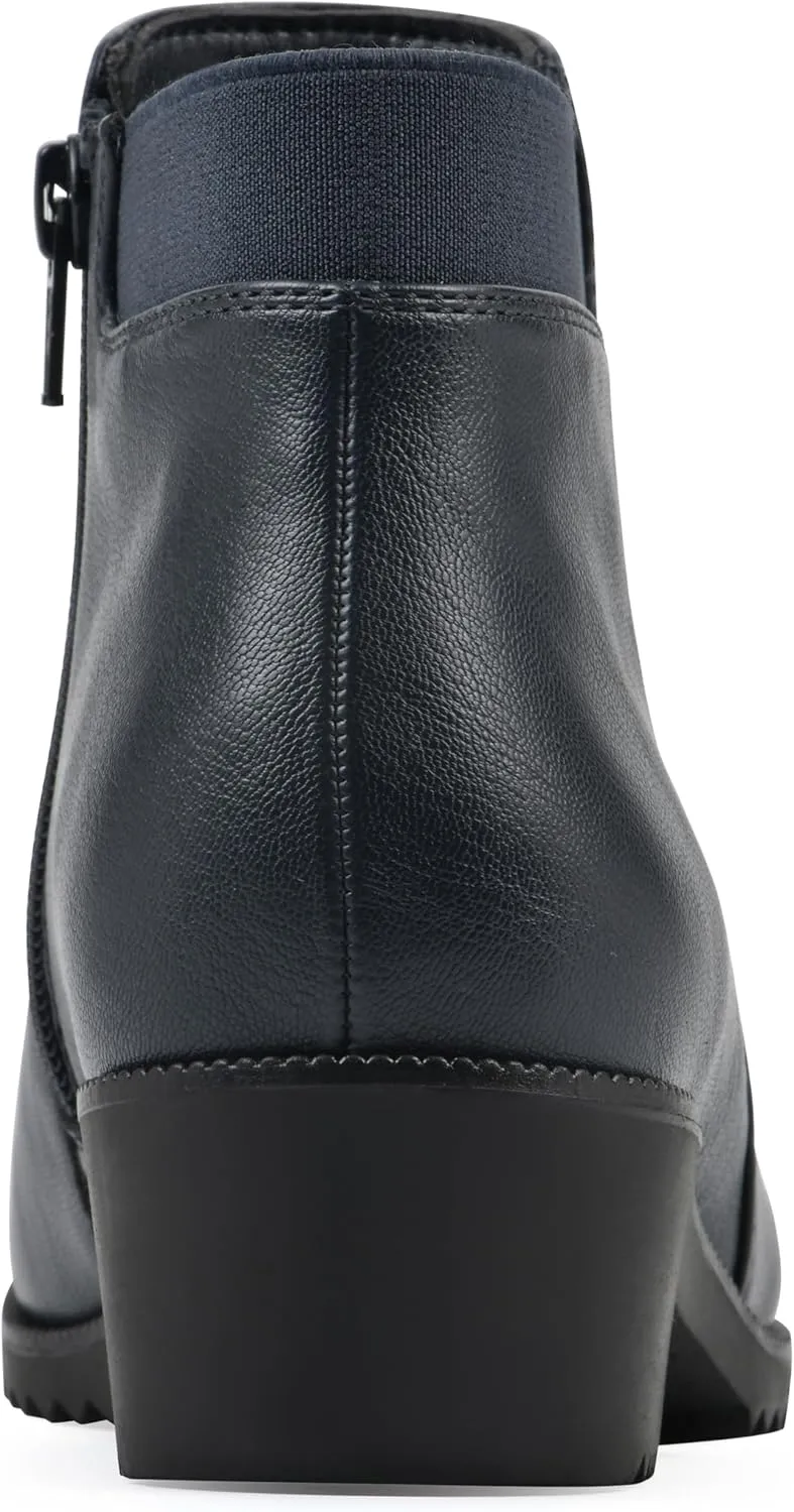 CLIFFS BY WHITE MOUNTAIN Women's Durable Cushioned Block Heeled Ankle Bootie