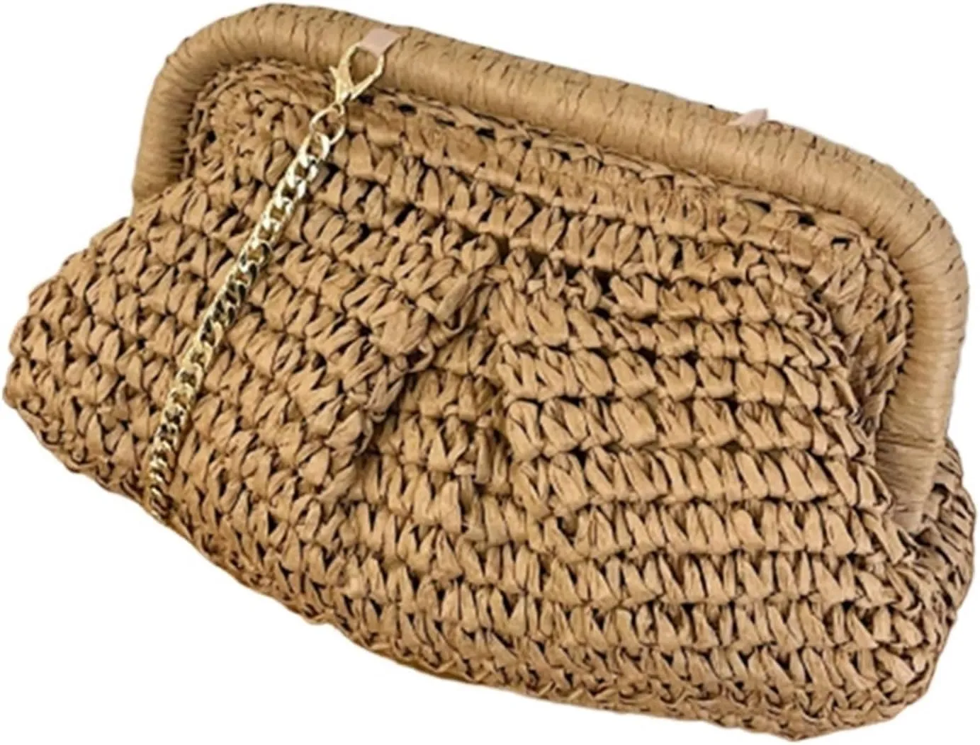 Clutch Purses for Women Womens Dumpling Straw Handbag Woven Rattan Clutch Purse for Summer Beach Casual Outings