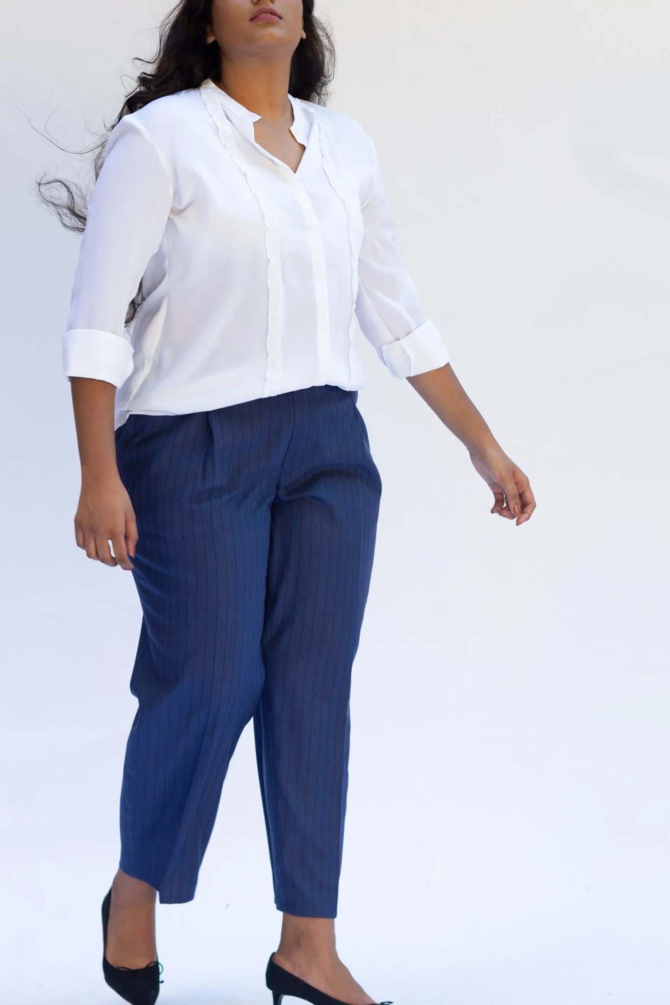 Cobalt Pinstripe Pleated Trousers with Blazer