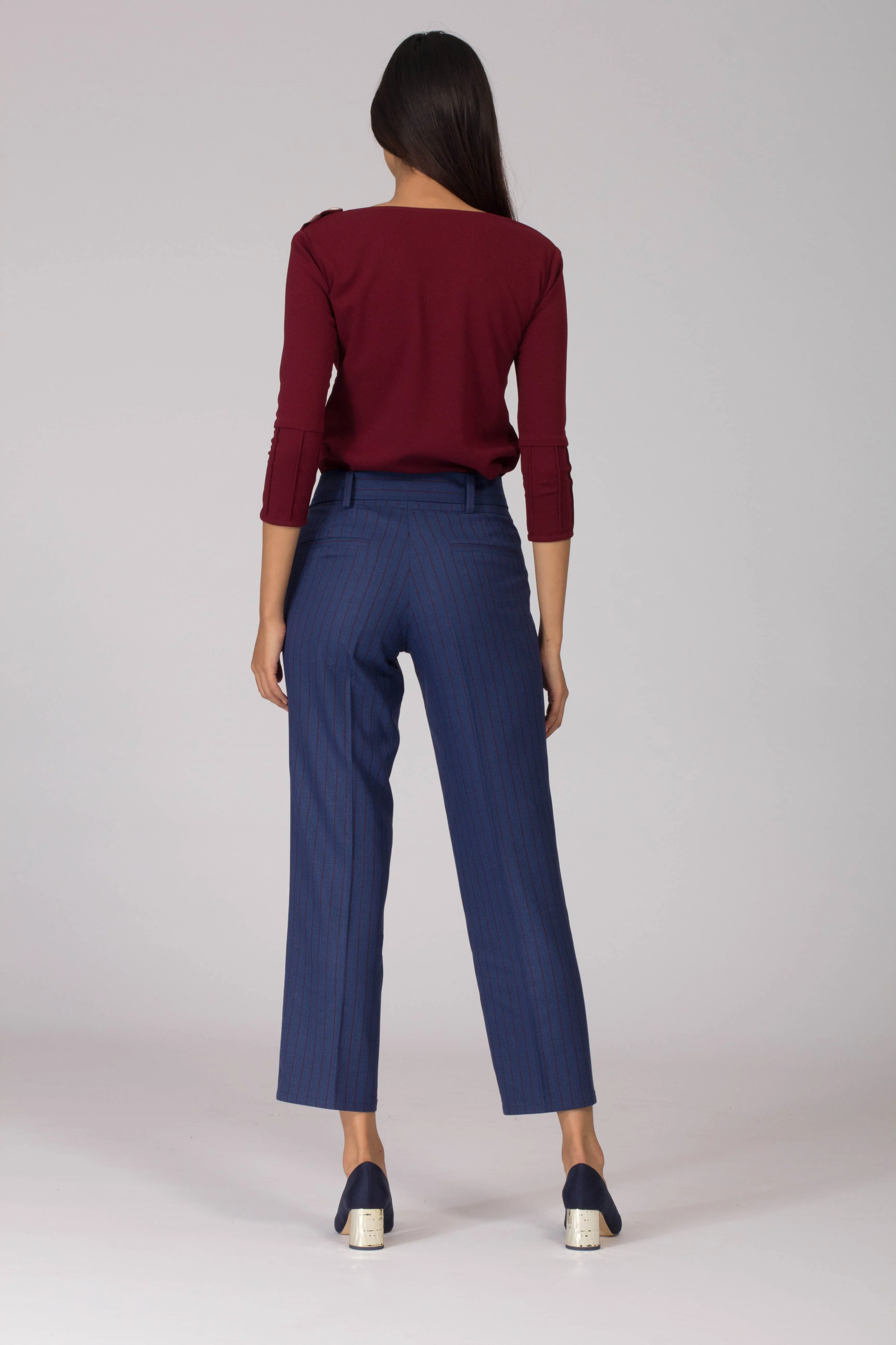 Cobalt Pinstripe Pleated Trousers with Blazer
