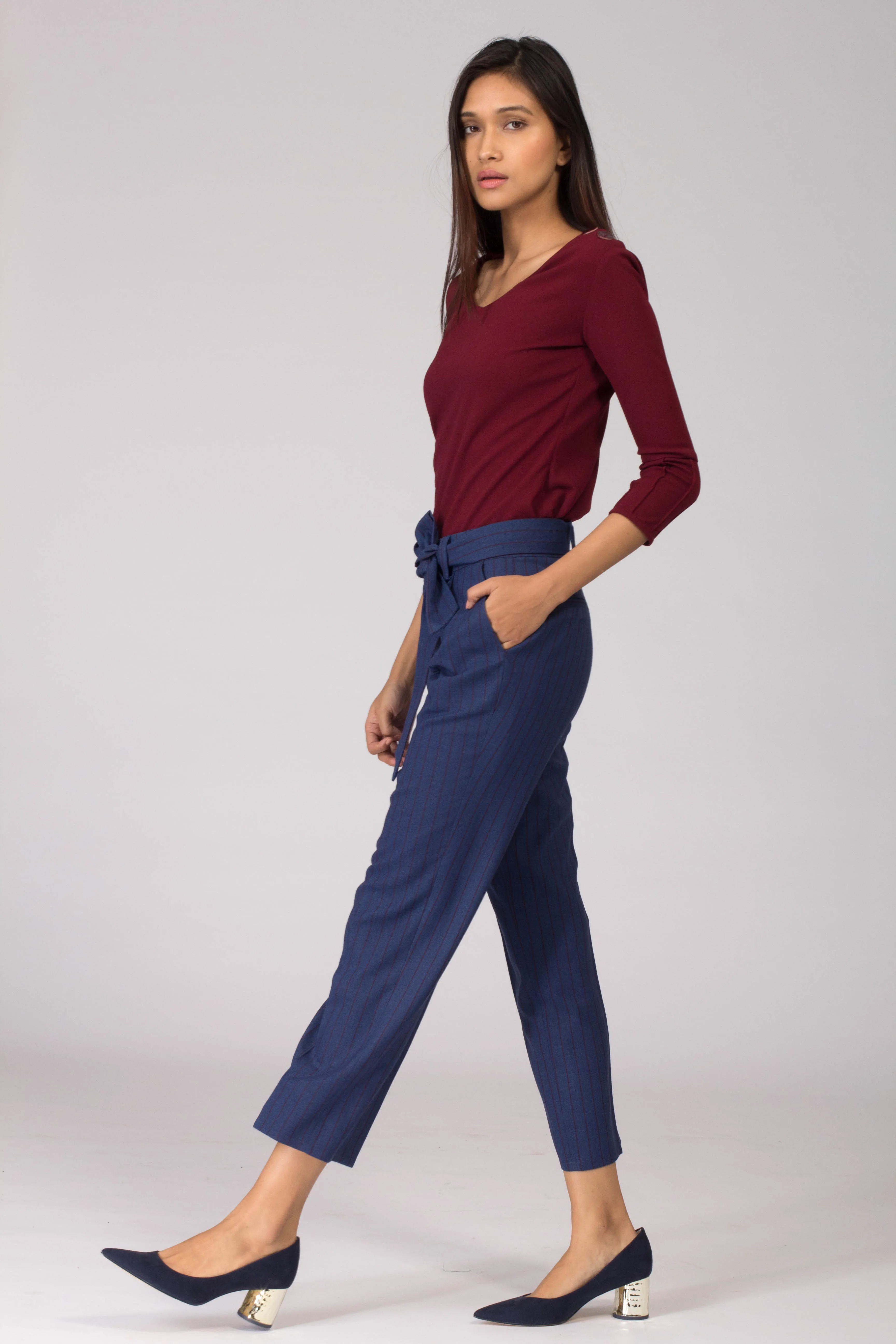 Cobalt Pinstripe Pleated Trousers with Blazer