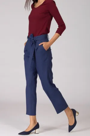 Cobalt Pinstripe Pleated Trousers with Blazer