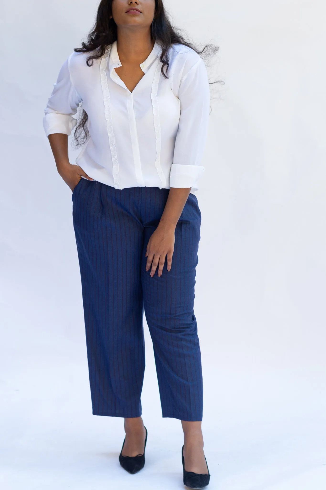 Cobalt Pinstripe Pleated Trousers with Blazer
