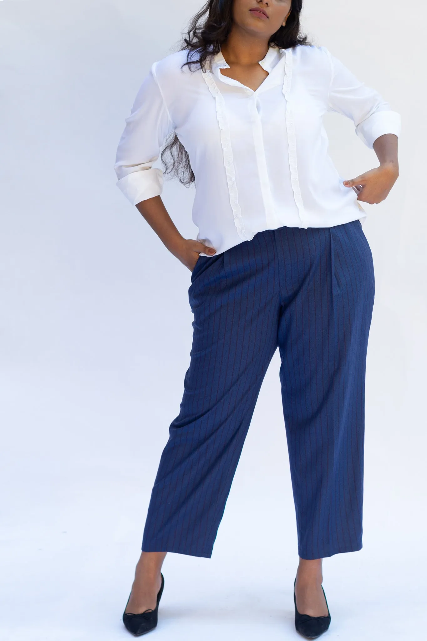 Cobalt Pinstripe Pleated Trousers with Blazer