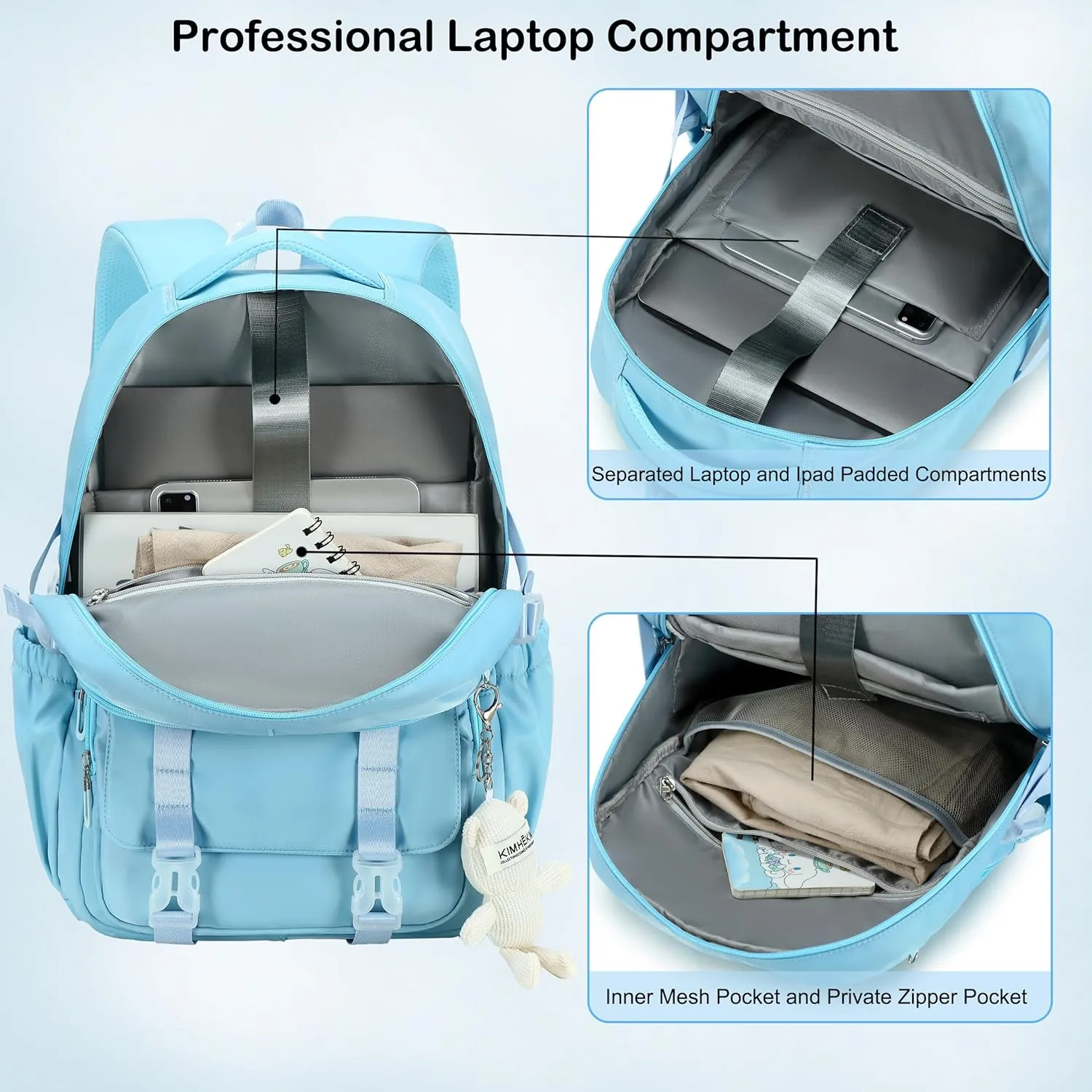 College Backpack Laptop Backpacks 15.6 Inch for Men Women Elementary Middle High School Book Bag For Teens Girls Boys Student Anti Theft Travel Daypack Large Bookbags-Blue