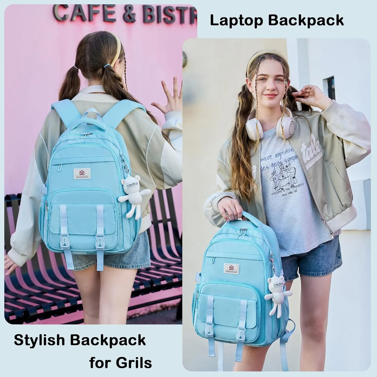 College Backpack Laptop Backpacks 15.6 Inch for Men Women Elementary Middle High School Book Bag For Teens Girls Boys Student Anti Theft Travel Daypack Large Bookbags-Blue