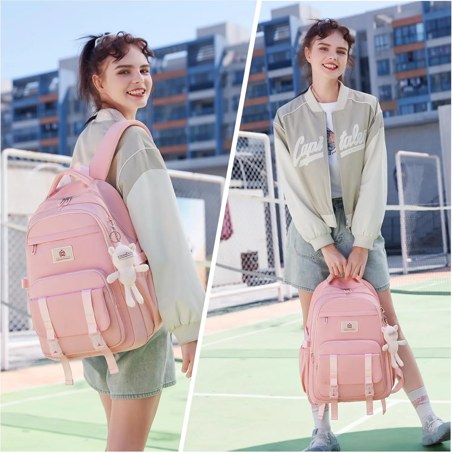College Backpack Laptop Backpacks 15.6 Inch for Men Women Elementary Middle High School Book Bag For Teens Girls Boys Student Anti Theft Travel Daypack Large Bookbags-Pink