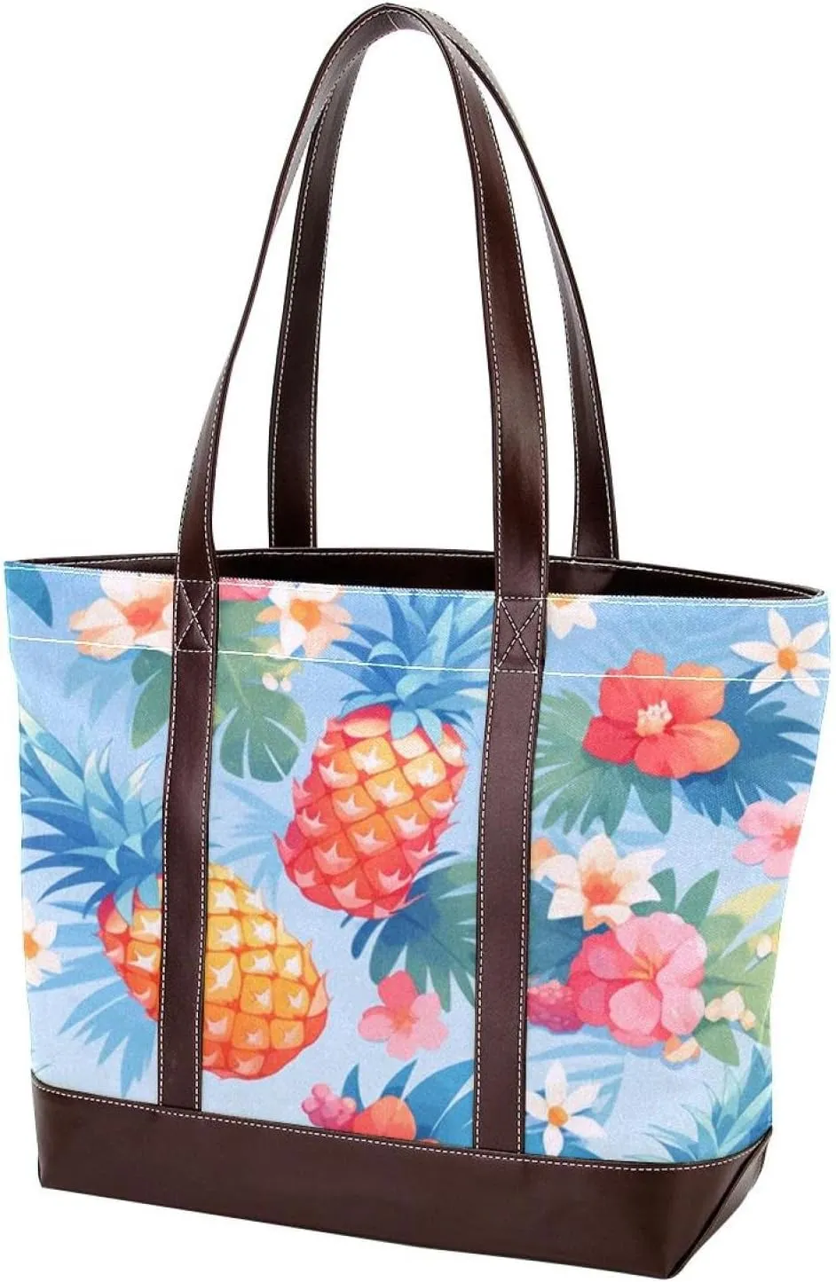 Colored Pineapple-1750 Tote Bags Durable Leather Canvas Purses and Handbags for Women Top Handle Shoulder Satchel Hobo Bags