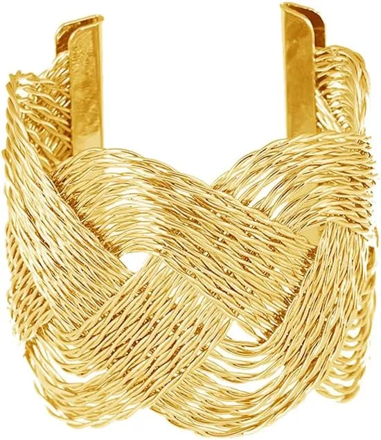 COLORFUL BLING Adjustable Open Wide Wire Bracelets Cuff Bangle Irregular Grooved Gold Wrist Hammered Chunky Wrap Bracelet for Women Statement Jewelry
