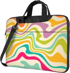 Colorful Curve Line Stylish 13-15.6 Inch Laptop Bag For Man And Women, Computer Messenger Bag, Trendy Shoulder Strap Design
