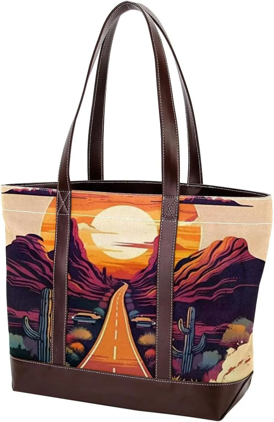 Colorful Landscape-742 Tote Bags Durable Leather Canvas Purses and Handbags for Women Top Handle Shoulder Satchel Hobo Bags