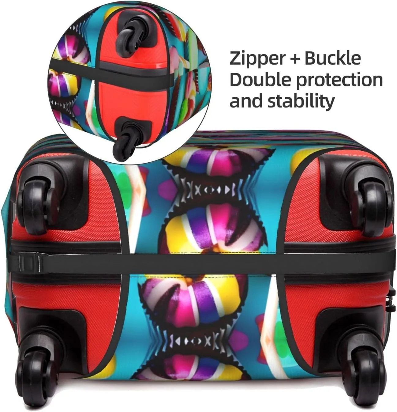 Colorful Sweet Lollipop Cupcake Donut Print Practical Elastic Washable Travel Luggage Cover with Concealed Zipper for Suitcases