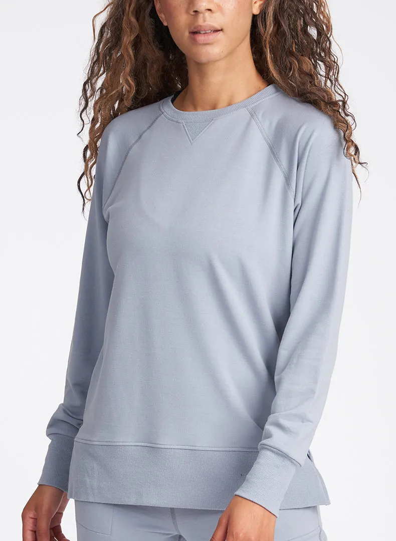 Comforted Side Zip Rib Trim Sweatshirt Dusk Blue