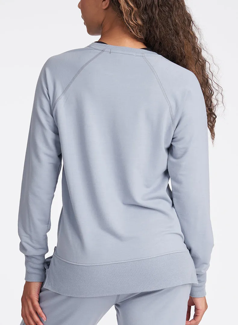 Comforted Side Zip Rib Trim Sweatshirt Dusk Blue