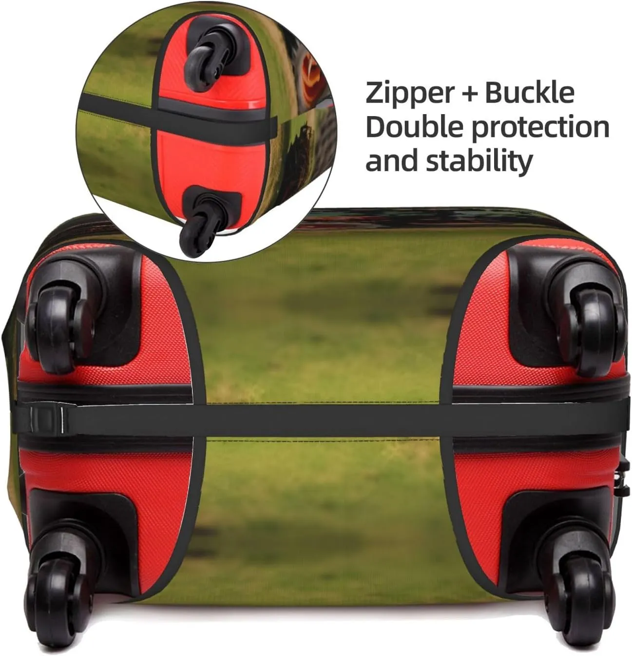 Company Farm Tractors Print Practical Elastic Washable Travel Luggage Cover with Concealed Zipper for Suitcases