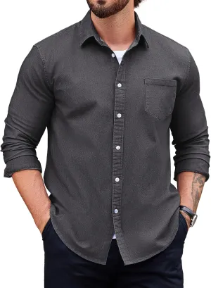 COOFANDY Men's Denim Shirt Long Sleeve Casual Button Down Shirts Western Work Shirt