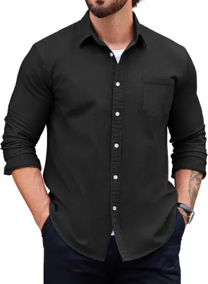 COOFANDY Men's Denim Shirt Long Sleeve Casual Button Down Shirts Western Work Shirt