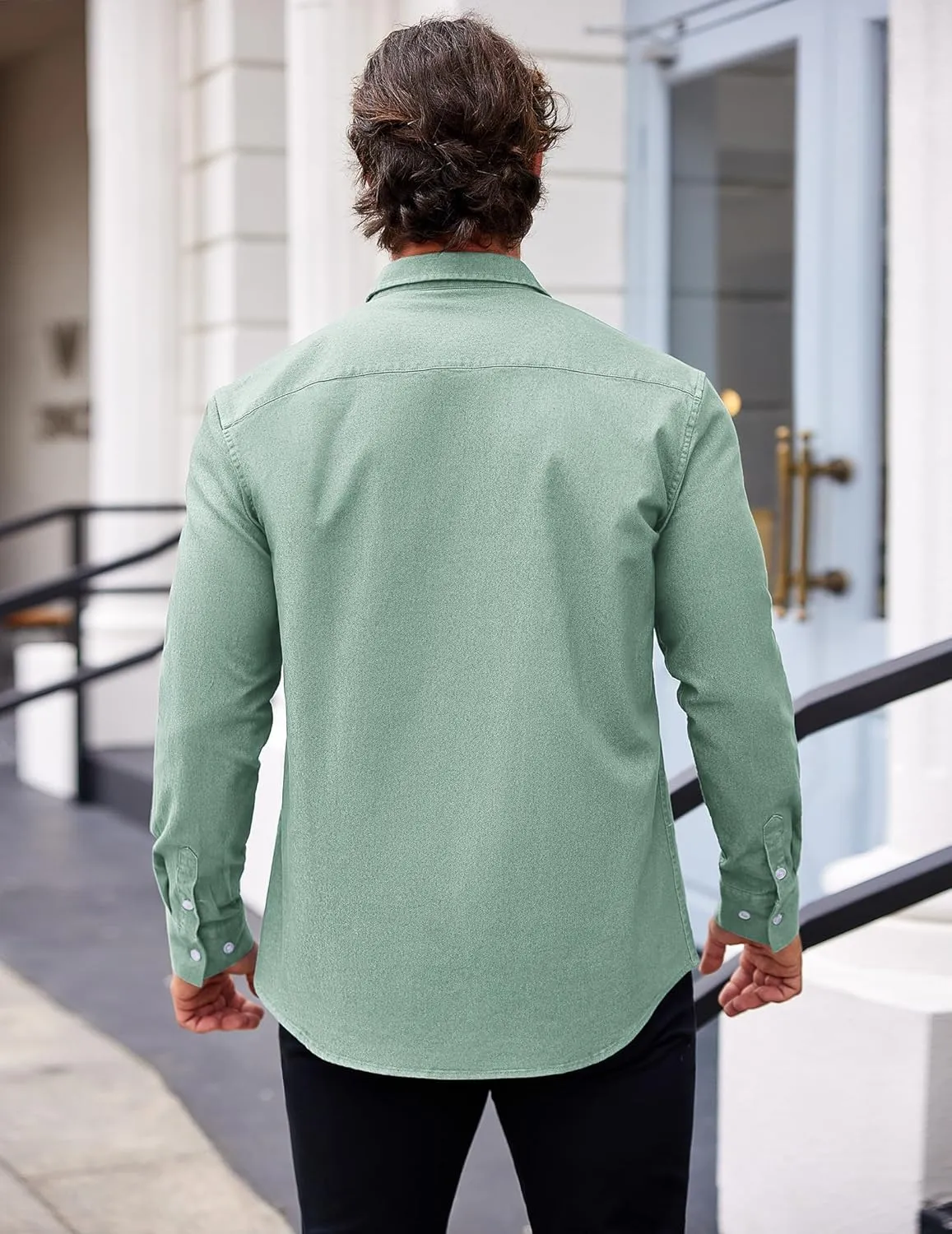 COOFANDY Men's Denim Shirt Long Sleeve Casual Button Down Shirts Western Work Shirt