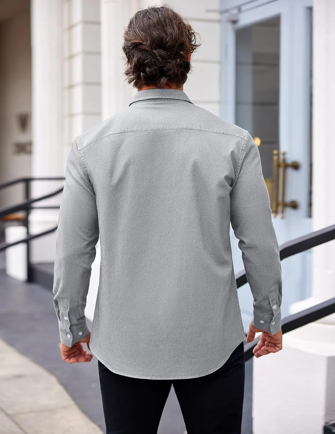 COOFANDY Men's Denim Shirt Long Sleeve Casual Button Down Shirts Western Work Shirt