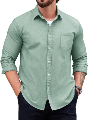 COOFANDY Men's Denim Shirt Long Sleeve Casual Button Down Shirts Western Work Shirt