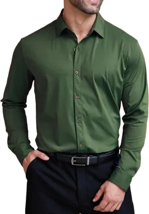 COOFANDY Mens Dress Shirts Long Sleeve 4-Way Stretch Wrinkle Free Shirts Button Down Business Formal Shirts