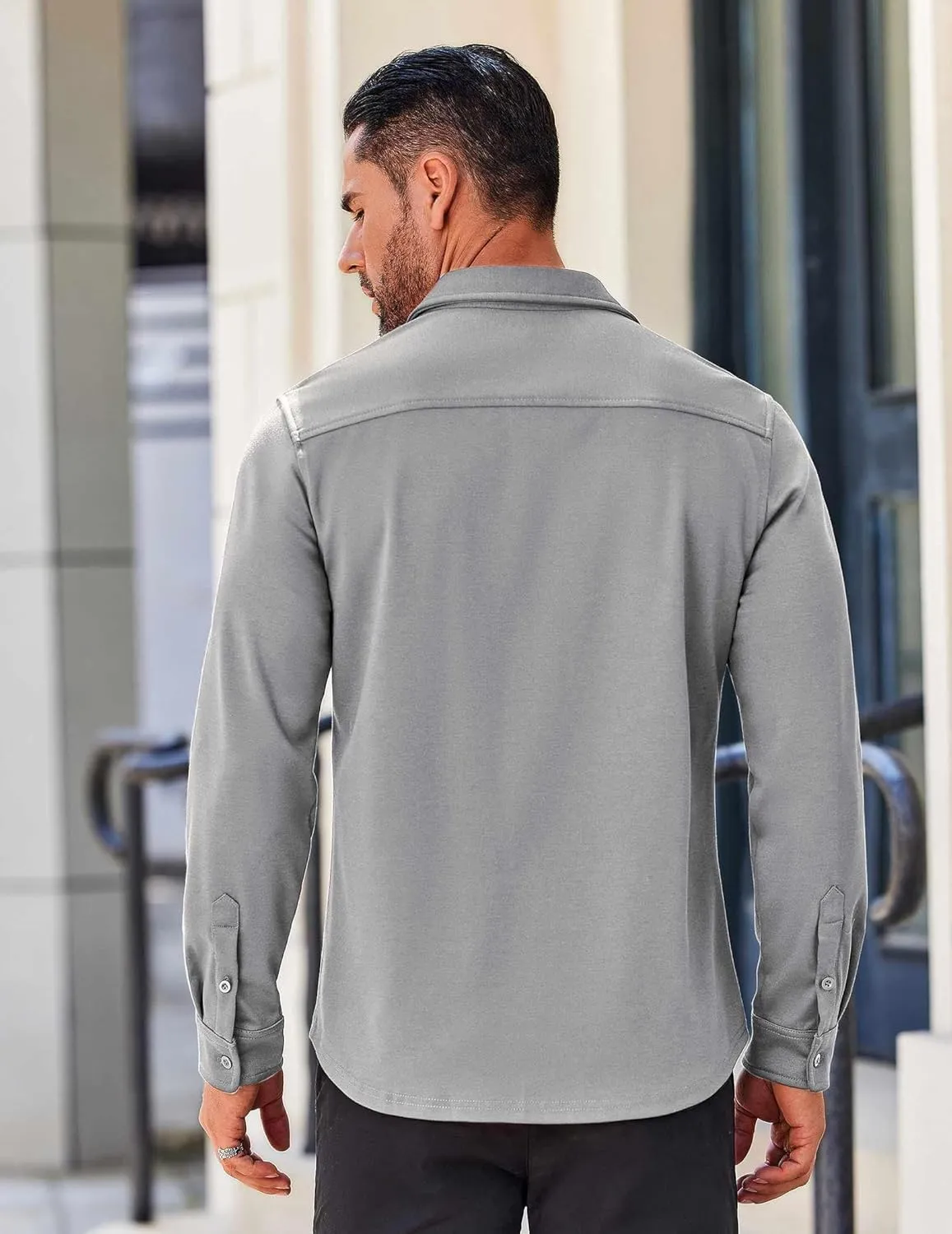 COOFANDY Mens Long Sleeve Wrinkle Free Shirts Casual Button Down Stretch Dress Shirt with Pocket
