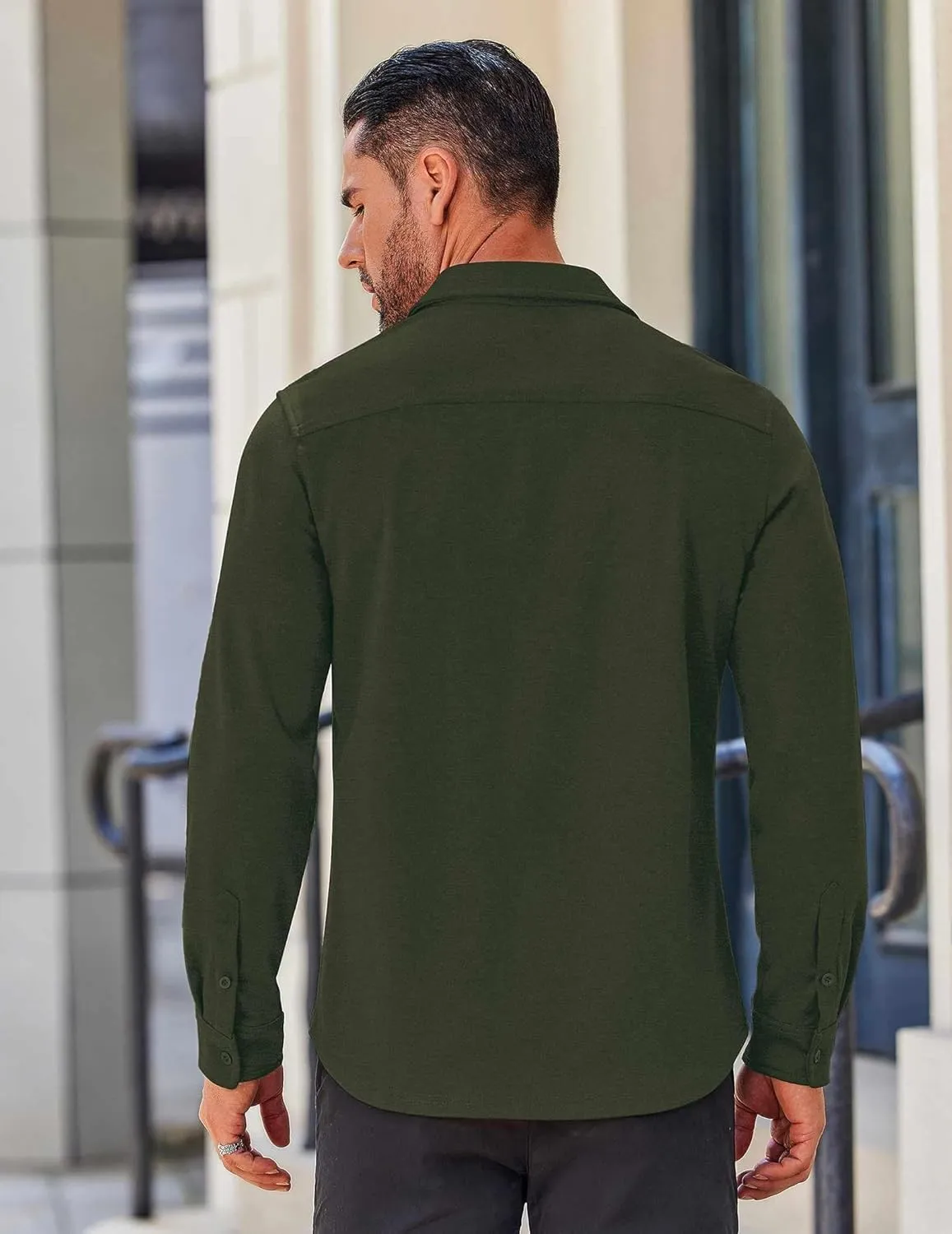 COOFANDY Mens Long Sleeve Wrinkle Free Shirts Casual Button Down Stretch Dress Shirt with Pocket