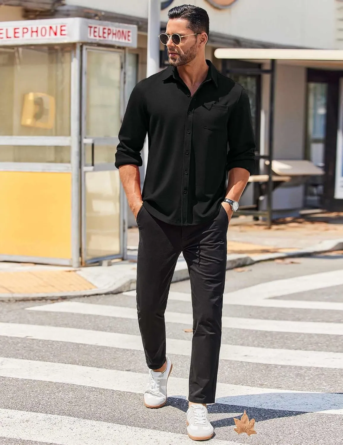 COOFANDY Mens Long Sleeve Wrinkle Free Shirts Casual Button Down Stretch Dress Shirt with Pocket
