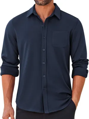COOFANDY Mens Long Sleeve Wrinkle Free Shirts Casual Button Down Stretch Dress Shirt with Pocket