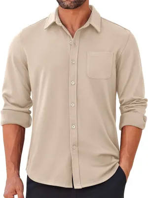 COOFANDY Mens Long Sleeve Wrinkle Free Shirts Casual Button Down Stretch Dress Shirt with Pocket