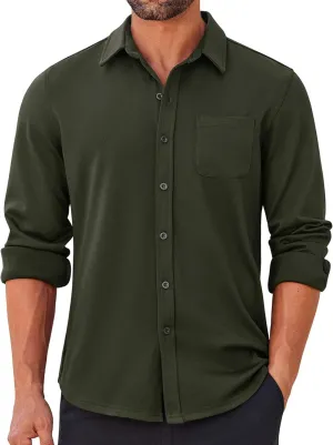 COOFANDY Mens Long Sleeve Wrinkle Free Shirts Casual Button Down Stretch Dress Shirt with Pocket