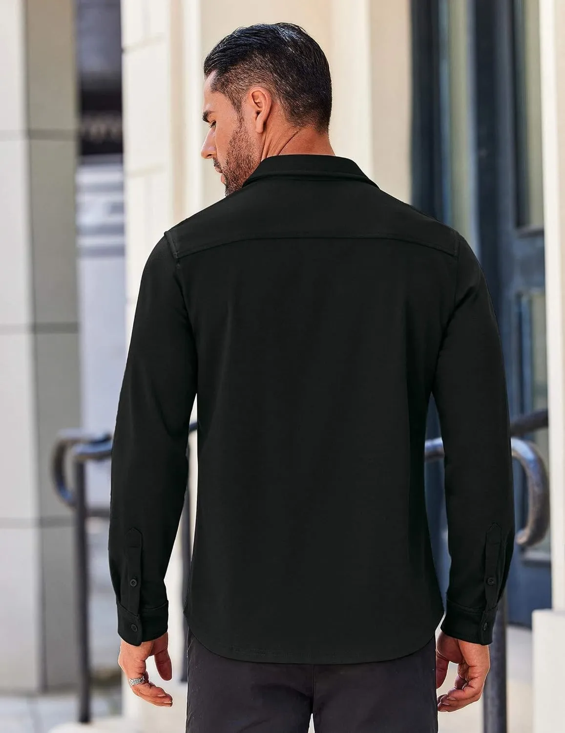 COOFANDY Mens Long Sleeve Wrinkle Free Shirts Casual Button Down Stretch Dress Shirt with Pocket