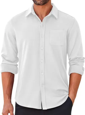 COOFANDY Mens Long Sleeve Wrinkle Free Shirts Casual Button Down Stretch Dress Shirt with Pocket