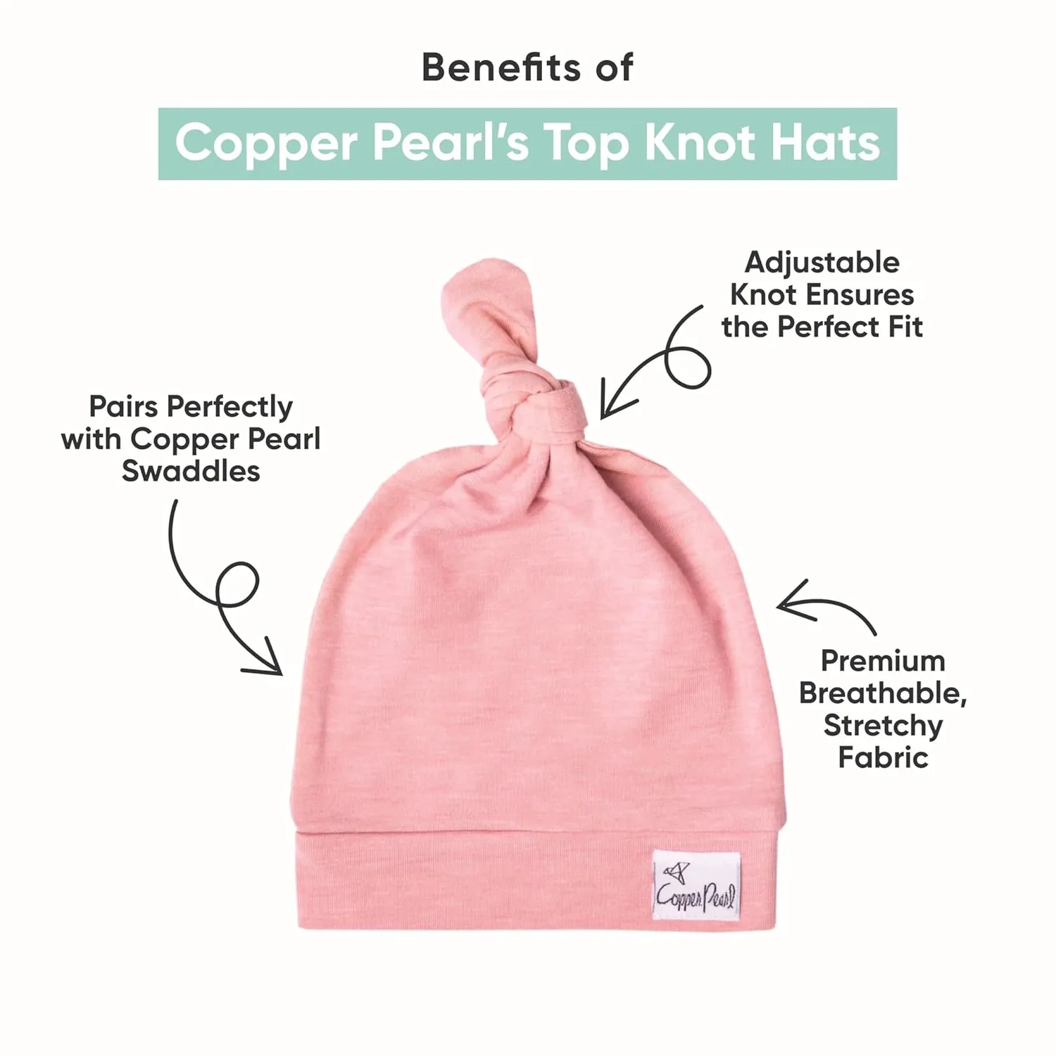 Copper Pearl Baby Beanie Hat Top Knot Stretchy Soft Briar