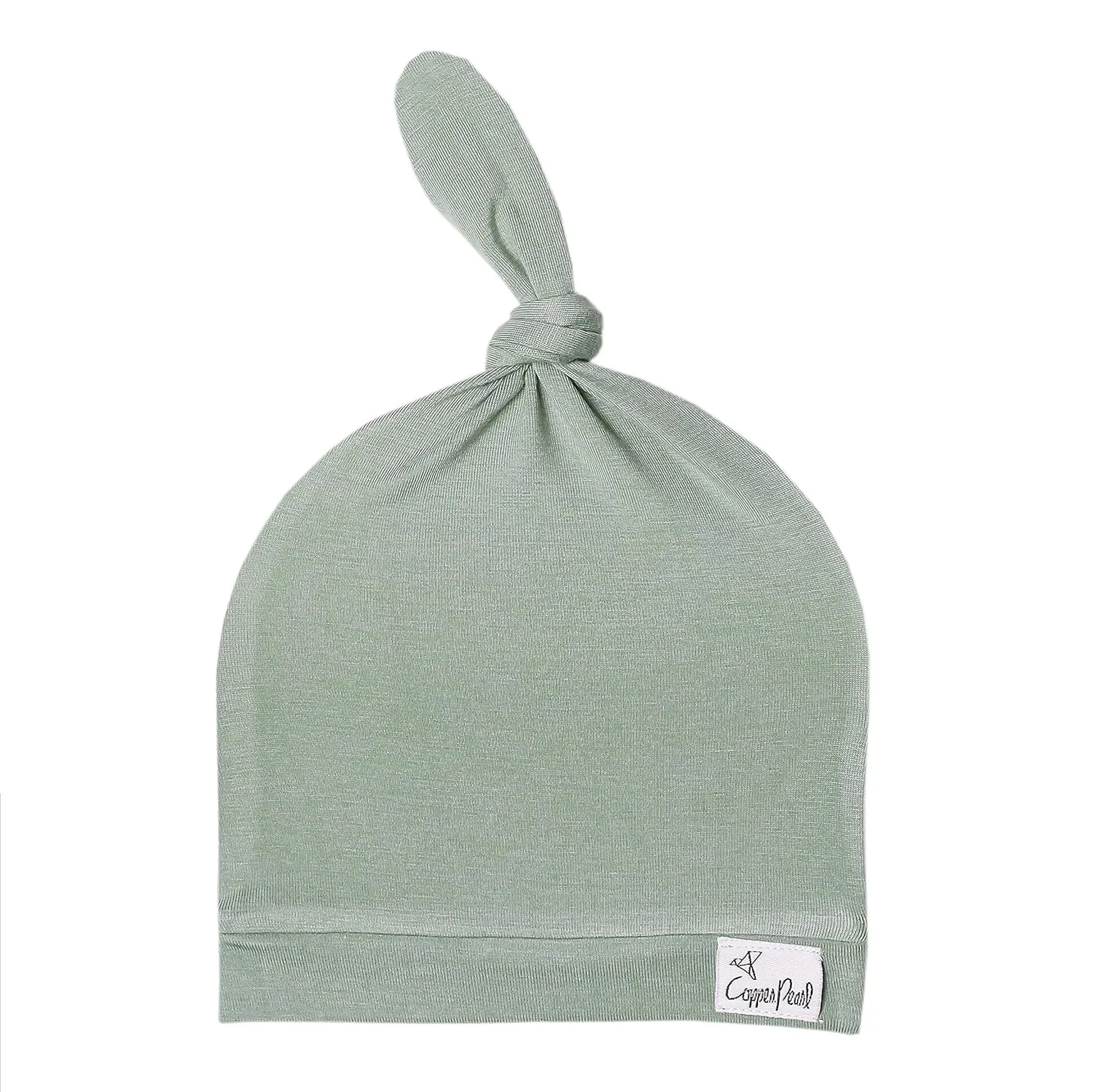 Copper Pearl Baby Beanie Hat Top Knot Stretchy Soft Briar