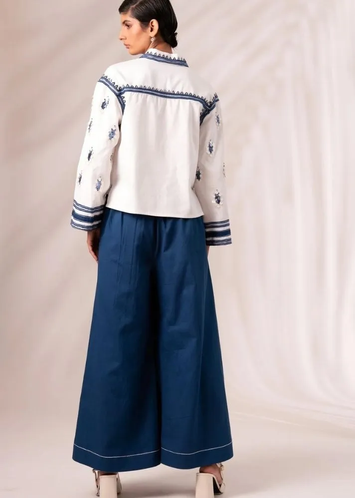 Cosmo Top   Indigo Rico Pleated Culottes   Co-Ord Set