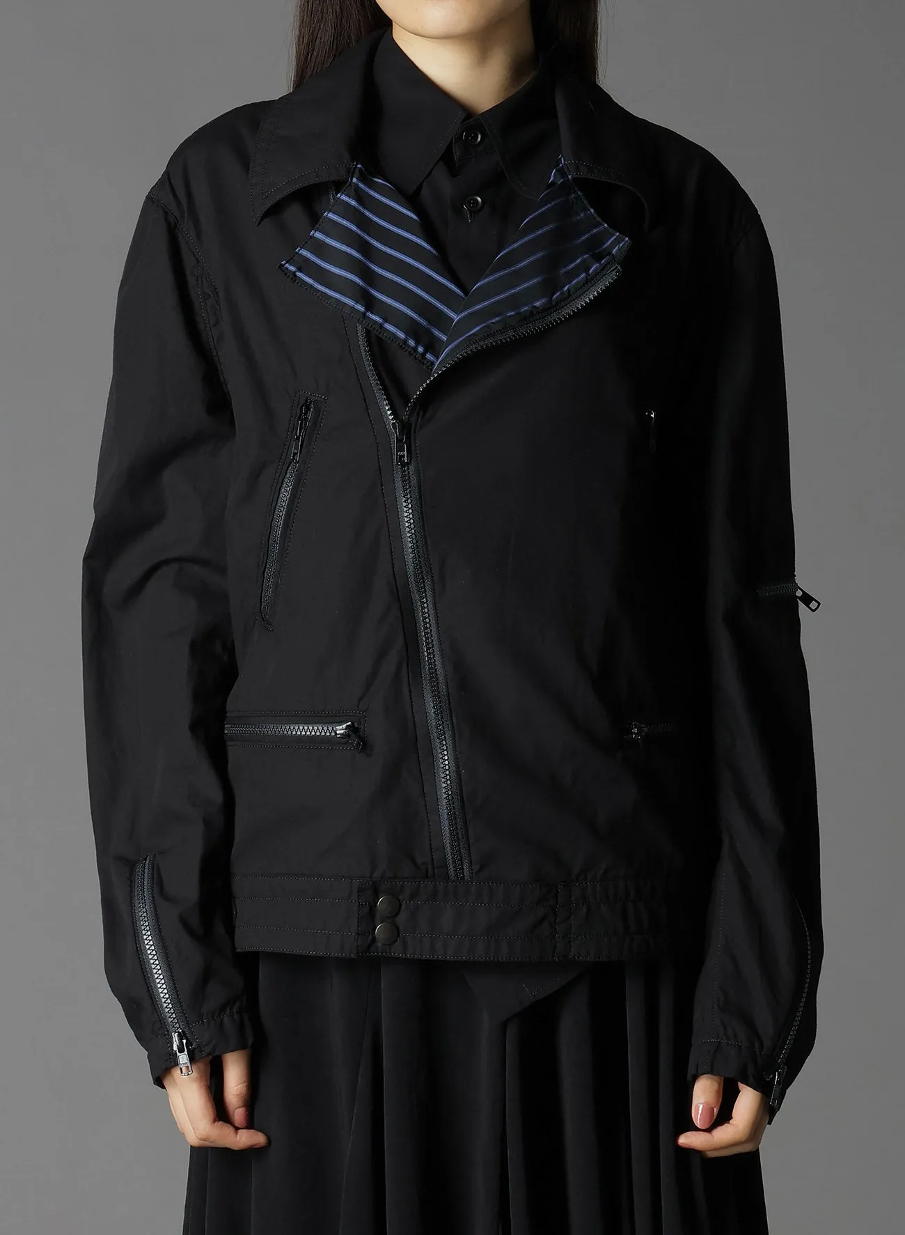 COTTON BROAD   CUPRA STRIPE STRIPE SWITCHING RIDERS JACKET