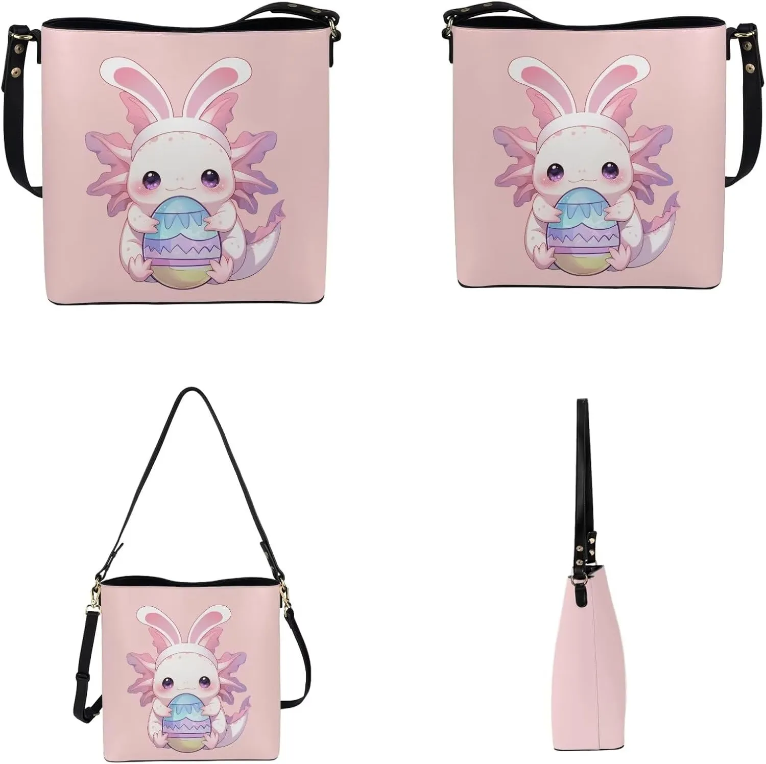 Crossbody Bag Set 2 Pieces Bucket Bags Top Handle Satchel Bags Large Capacity with Zipper Wallet Women Wristlet